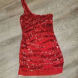 Red sexy sequin dress